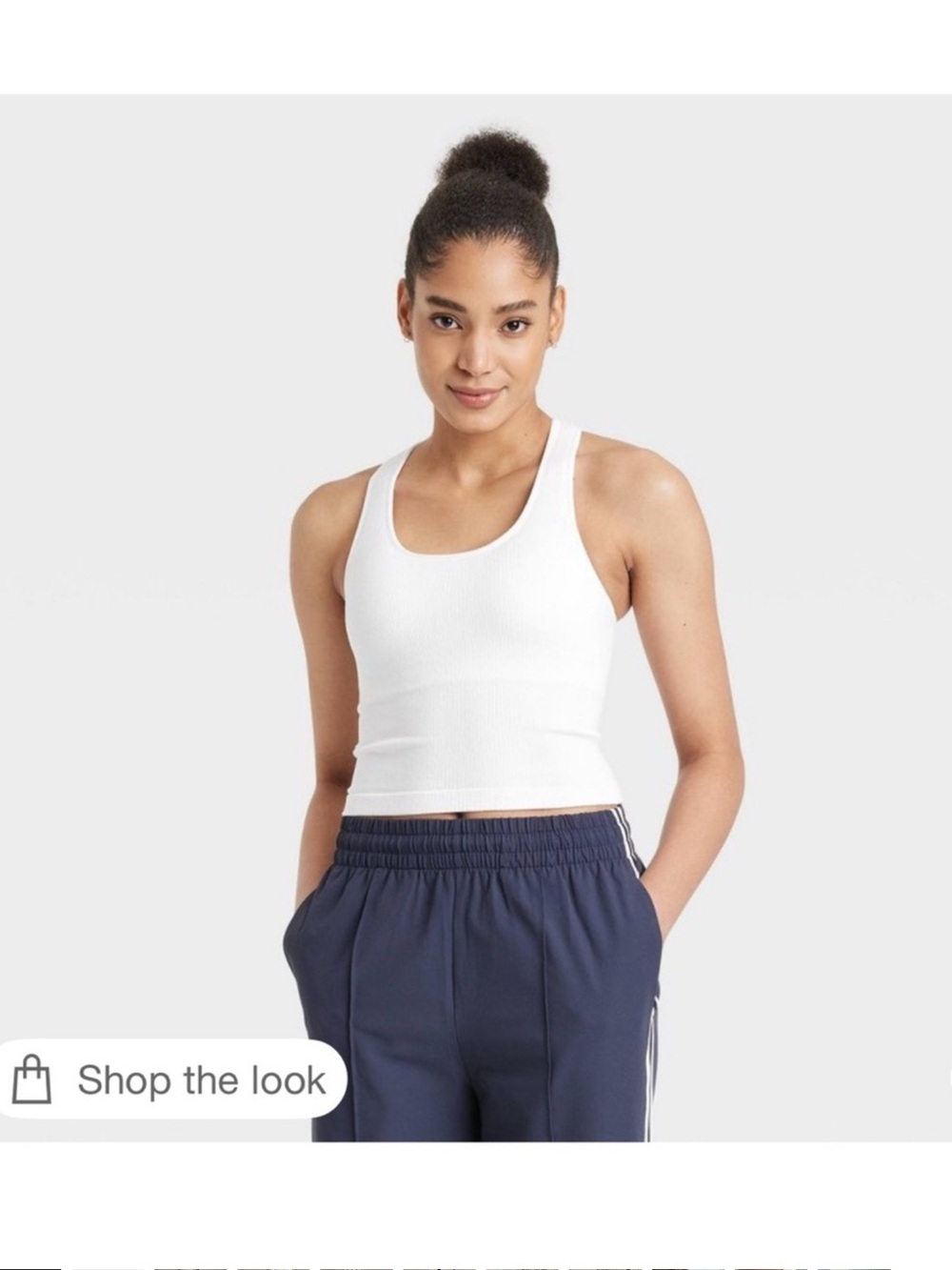 All In Motion White Seamless Ribbed Racerback Tank Top built in bra - XL